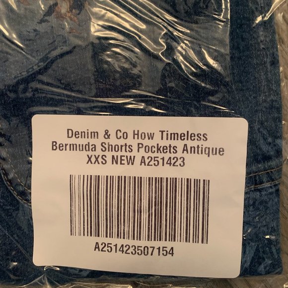 NWT DENIM & CO. HOW TIMELESS DENIM BERMUDA SHORTS WITH POCKETS ANTIQUE XXS - Picture 5 of 6